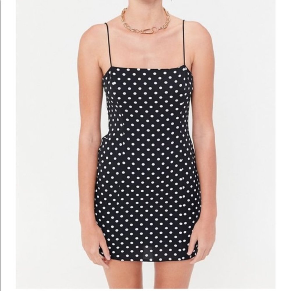 Urban Outfitters black polka dot mini dress